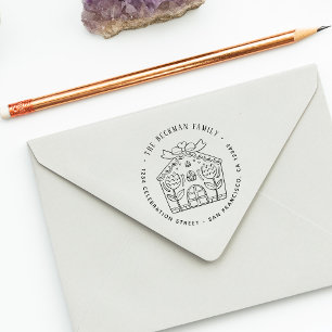 Christmas Gingerbread Holiday Party Return Address Self-inking Stamp