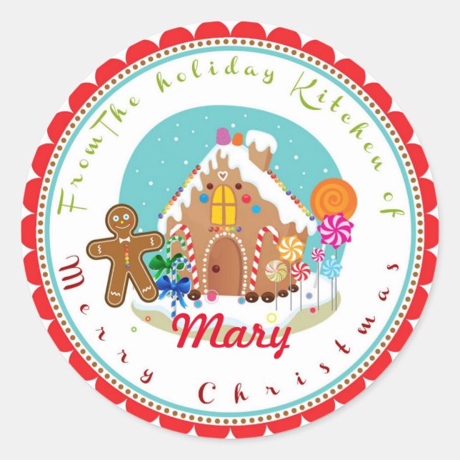 Christmas Gingerbread house baking stickers labels (Front)