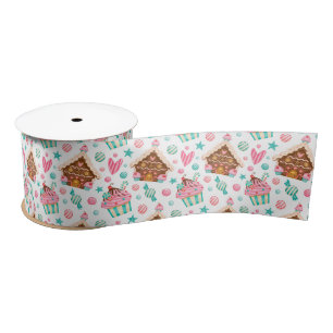 Christmas Gingerbread House, Candy & Cupcakes Satin Ribbon