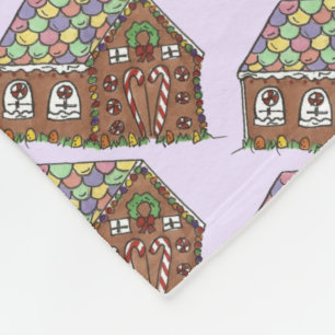 Christmas Gingerbread House Candy Holiday Purple Fleece Blanket