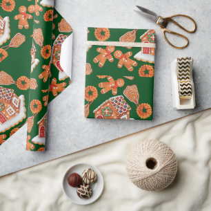 Christmas Gingerbread House Cookies Wrapping Paper