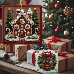 Christmas Gingerbread House Customisable Ceramic Ornament