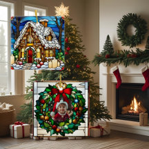 Christmas Gingerbread House Faux Stained Glass