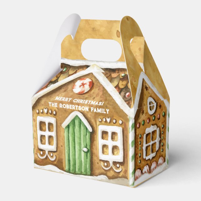 Christmas Gingerbread House Favour Gable Boxes (Front Side)