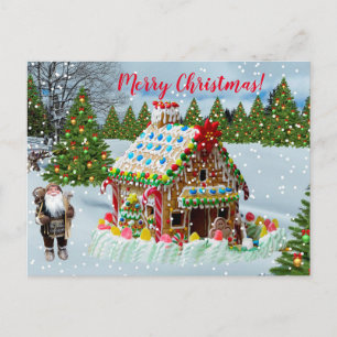 Christmas Gingerbread House Holiday Postcard
