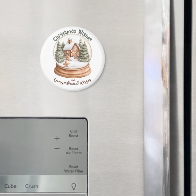 Christmas Gingerbread House Holiday Snow Globe Magnet (In Situ (Fridge))