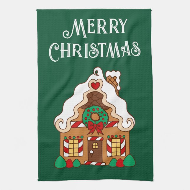 Christmas Gingerbread House Kitchen Towel (Vertical)