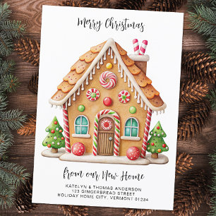 Christmas Gingerbread House New Address Moving  Announcement