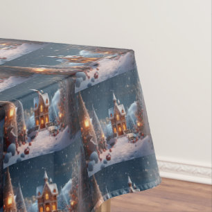 Christmas Gingerbread House Starry Night Tablecloth