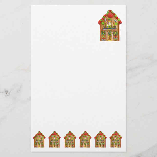 Christmas Gingerbread House Stationery (Front)