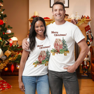 Christmas Gingerbread House Watercolor Basic T-Shirt