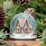 Christmas Gingerbread House With Snowman Snowglobe<br><div class="desc">Cute gingerbread house with a snowman</div>