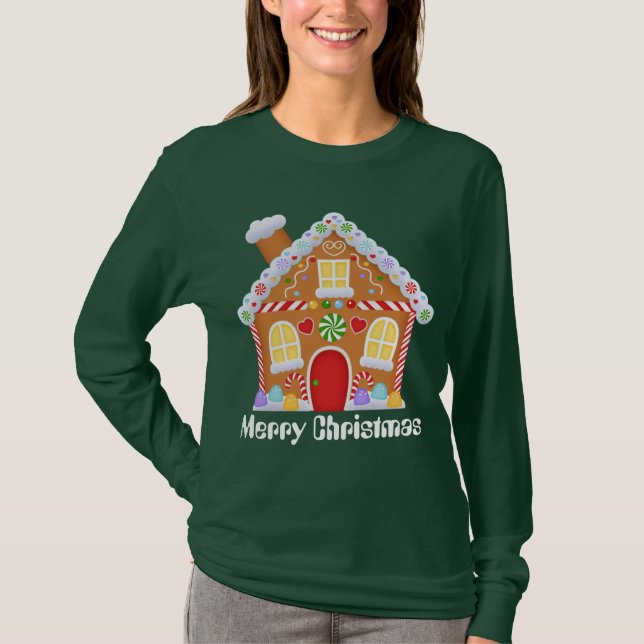 Christmas gingerbread house womens t-shirt (Front)