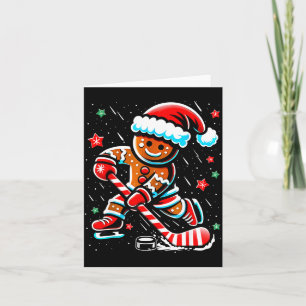 Christmas Gingerbread Ice Hockey Srts Funny Xmas P Card