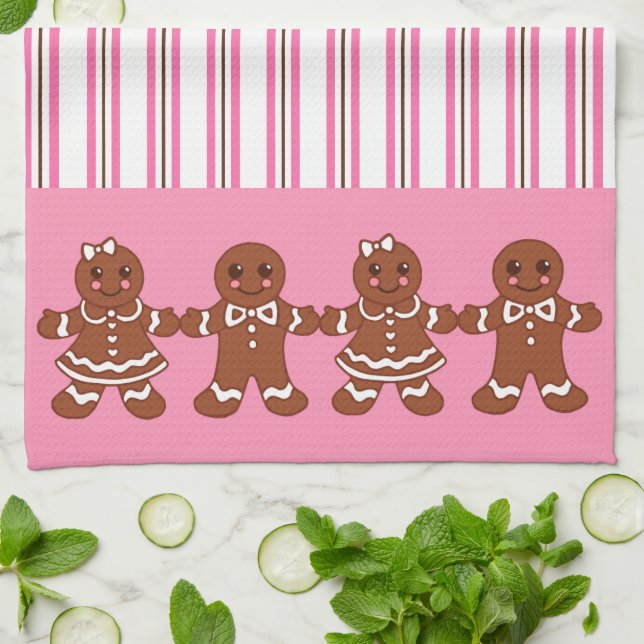 Christmas Gingerbread Kitchen Towel  (Folded)
