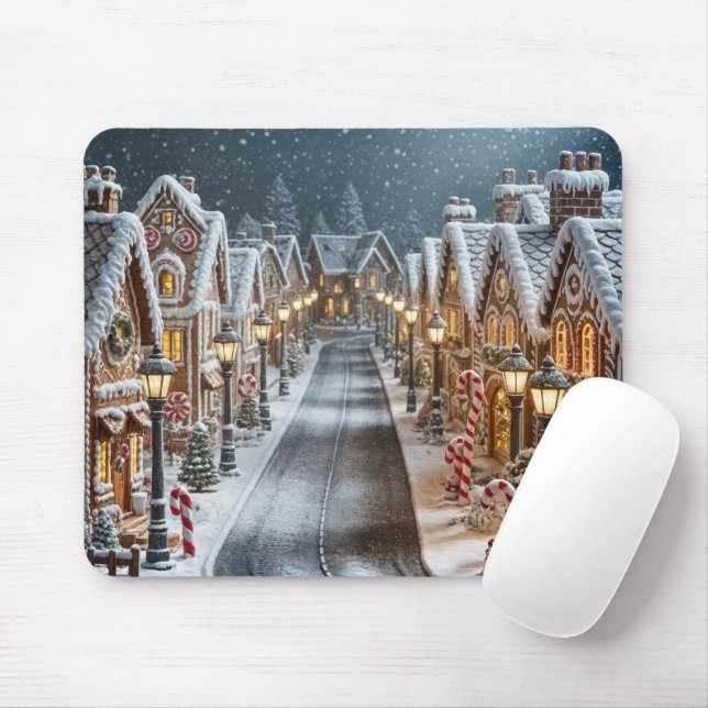 Christmas Gingerbread Lane Mouse Pad (With Mouse)