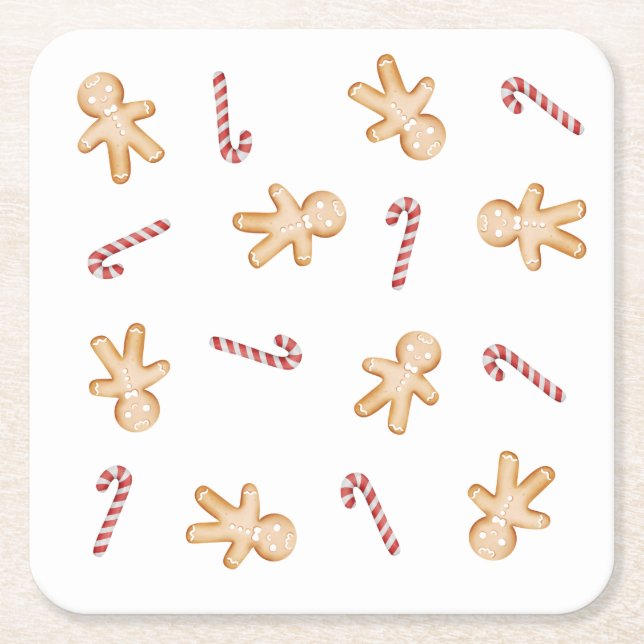 Christmas Gingerbread Man and Candy Cane Coaster (Front)