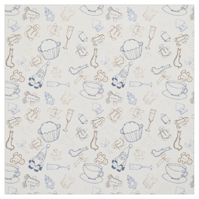 christmas Gingerbread Man and santa Fabric (Swatch)