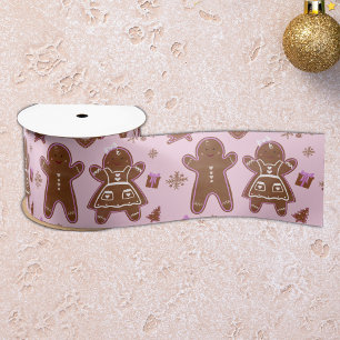 Christmas Gingerbread man and woman Christmas tree Satin Ribbon