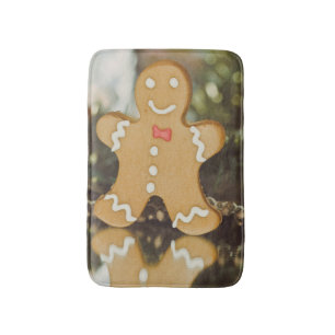 Christmas gingerbread man bath mat