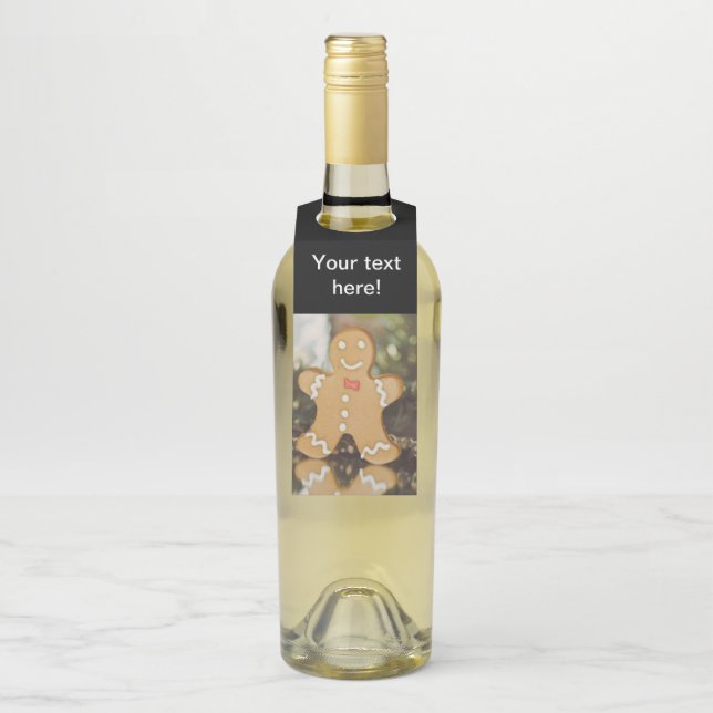 Christmas gingerbread man bottle tag (On Bottle)
