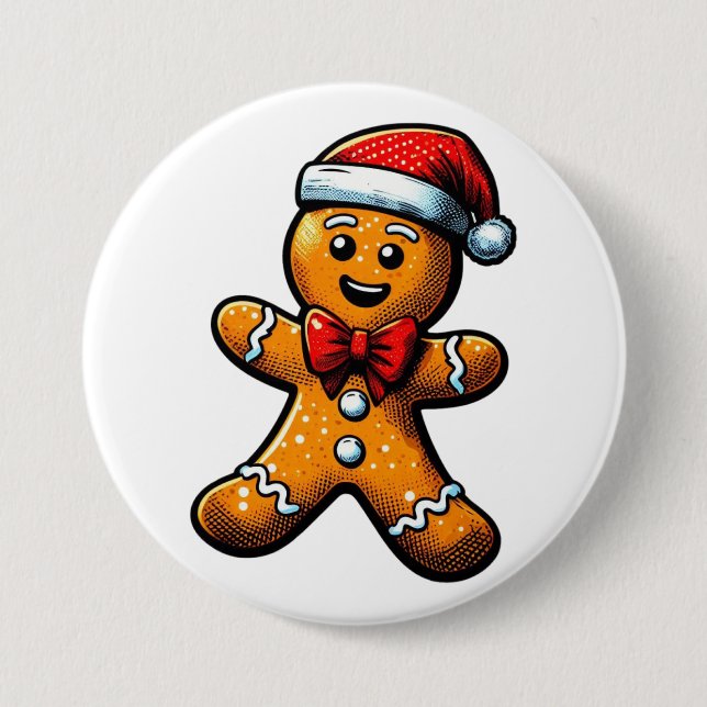 Christmas Gingerbread Man Button (Front)