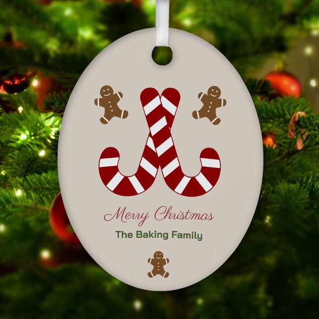 Christmas Gingerbread Man & Candy Cane Metal Tree Decoration (Christmas Gingerbread Man & Candy Cane Metal Ornament)