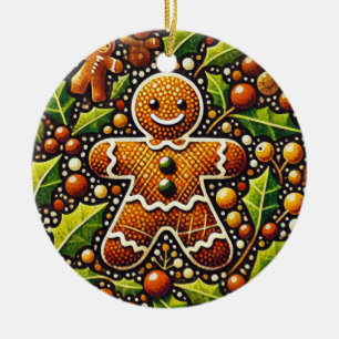 Christmas Gingerbread Man Ceramic Tree Decoration