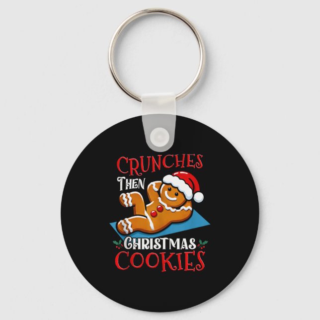 Christmas Gingerbread Man Cookie Funny Quote Worko Key Ring (Front)