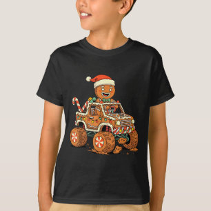 Christmas Gingerbread Man Driving Truck Xmas Light T-Shirt