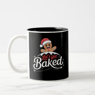 Christmas Gingerbread Man Family Let's Get Baked Two-Tone Coffee Mug