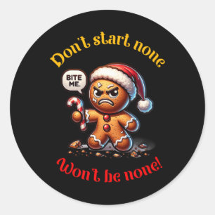 Christmas Gingerbread Man Funny Mad Xmas Classic Round Sticker