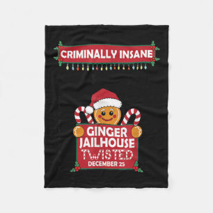 Christmas Gingerbread Man Ginger Jailhouse Crimina Fleece Blanket