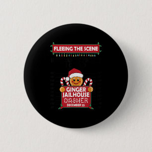 Christmas Gingerbread Man Ginger Jailhouse Fleeing 6 Cm Round Badge
