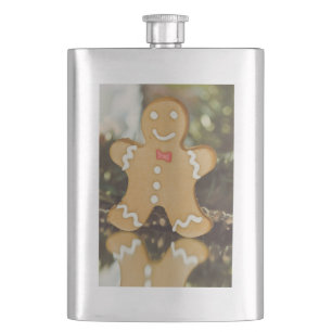 Christmas gingerbread man hip flask