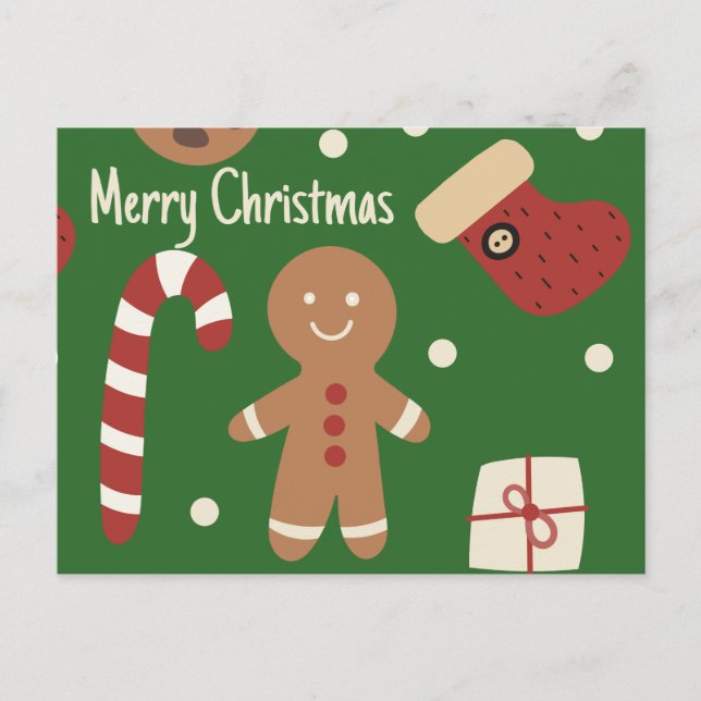 Christmas Gingerbread Man  Holiday Postcard (Front)