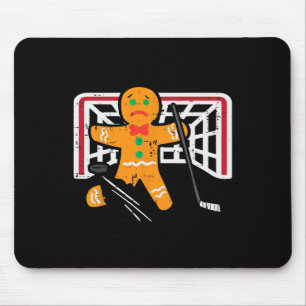 Christmas Gingerbread Man Ice Hockey Fun Xmas Men Mouse Pad