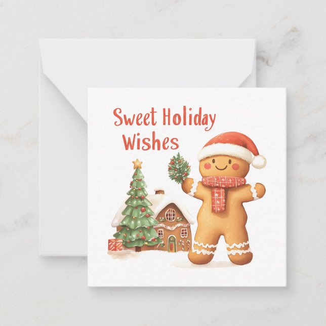 Christmas Gingerbread Man in Santa Hat Card (Front)