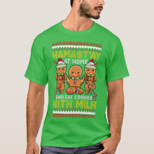 Christmas Gingerbread Man Namastay At Home T-Shirt