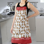 Christmas Gingerbread Man Pattern Apron<br><div class="desc">This cute Christmas baking apron features a gingerbread man cookie pattern accented with blue snowflakes. Custom text allows you to personalise.</div>
