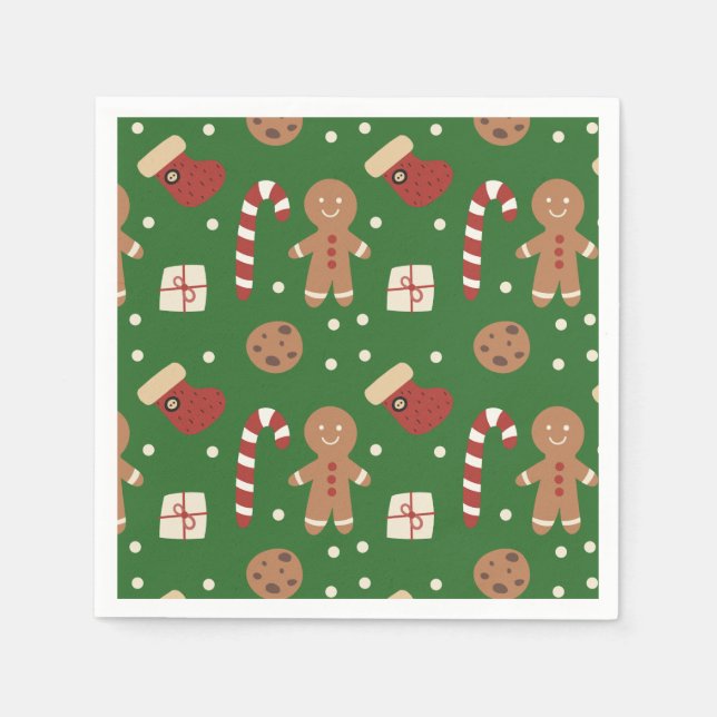 Christmas Gingerbread Man Pattern  Napkin (Front)