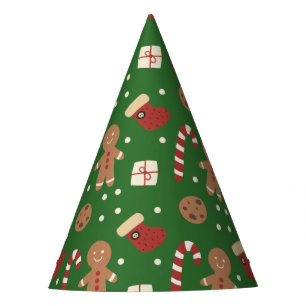 Christmas Gingerbread Man Pattern Party Hat