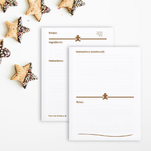 Christmas Gingerbread Man Recipe Cookbook Page