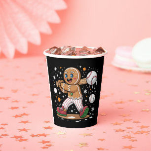 Christmas Gingerbread Man Sports Player Baseball  Paper Cups