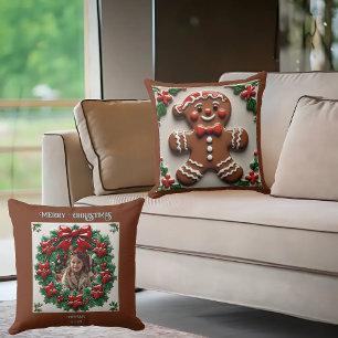Christmas Gingerbread Man Throw Pillow