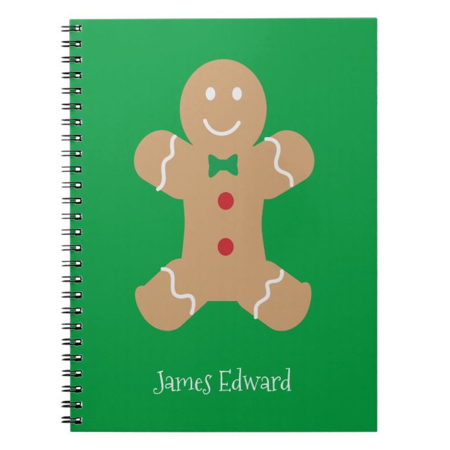 Christmas Gingerbread Man with Custom Name  Notebook (Front)