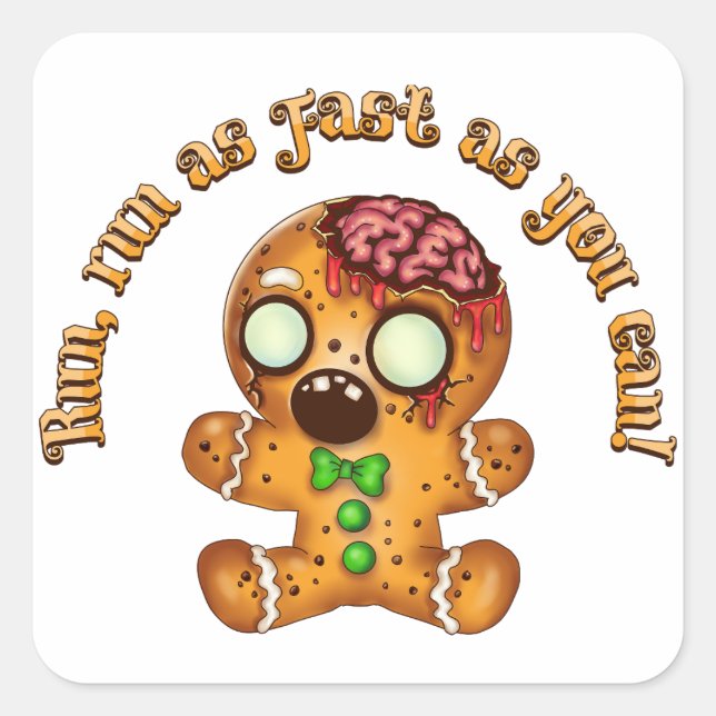 Christmas Gingerbread Man Zombie Square Sticker (Front)