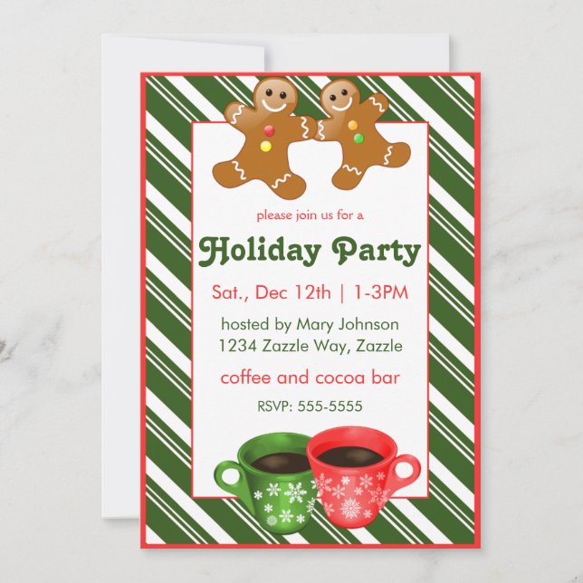 Christmas Gingerbread Men and Coffee Invitation (Front)