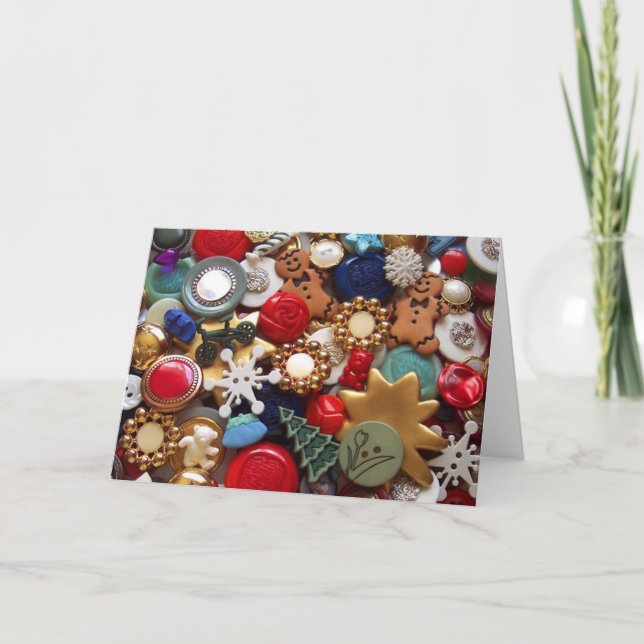 Christmas Gingerbread Men Buttons Holiday Card (Front)