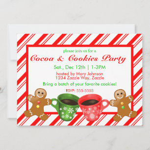 Christmas Gingerbread Men Candy Cane Stripes Invitation